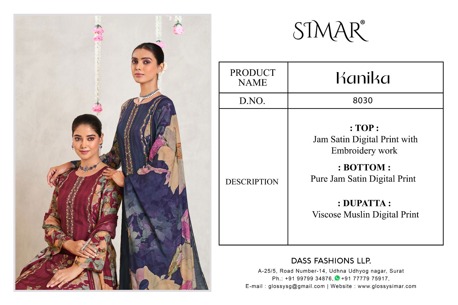 Kanika By Glossy Jam Satin Printed Dress Material Wholesale Online